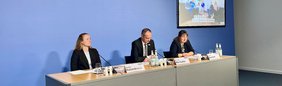 Der Vorstand der NADA bei der Jahres-Pressekonferenz 2026