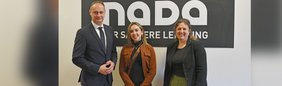 Exekutivsekretärin der Agencia Nacional Antidopaje del Paraguay, Dr. Silvia Patiño, mit NADA-Vorstand, Dr. Lars Mortsiefer und Dr. Eva Bunthoff.