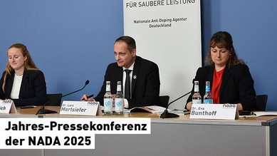 Der Vorstand der NADA bei der Jahres-Pressekonferenz 2025 der NADA.