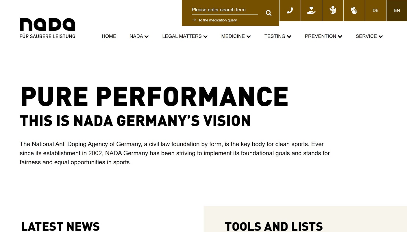 NADA Germany website